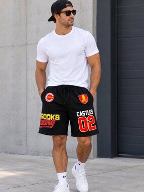 Crooks & Castles Men's Racing Team Heavyweight Relaxed Fit Shorts Black XL NWT